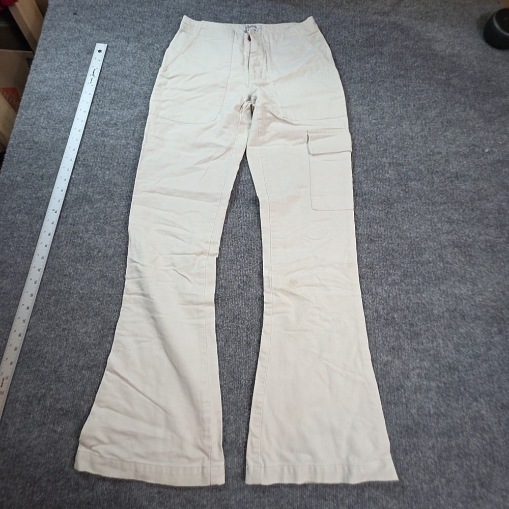 Abercrombie & Fitch Cargo Pants Womens 14 Beige Twill Flare Leg Casual Pockets